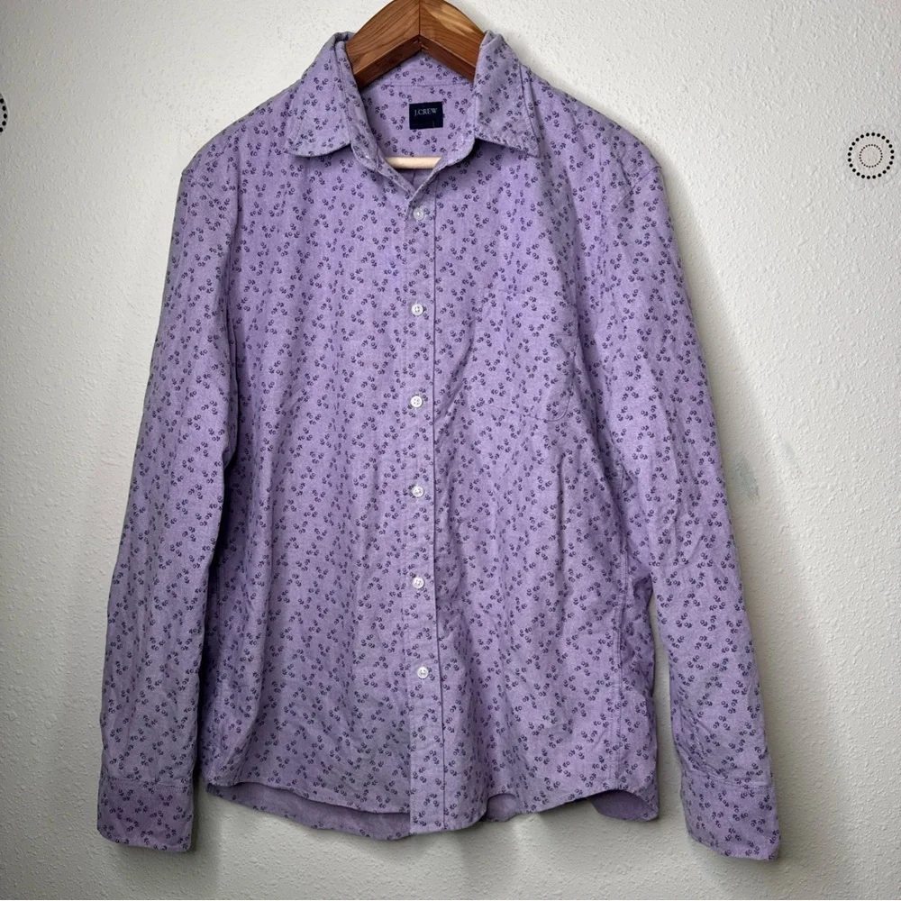 J Crew Flex Purple Button Front Long Sleeve Shirt‎ Mens XL, 17.5, Style H4730